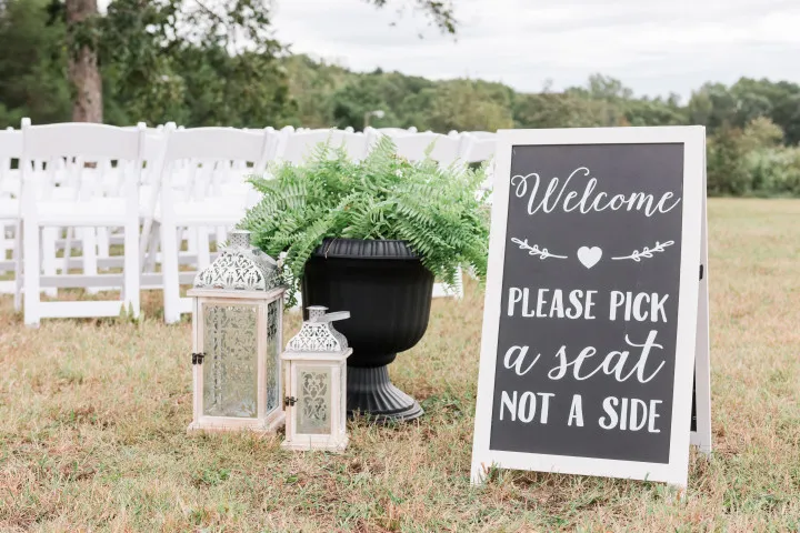 Pick a Seat Not a Side Wedding Sign, Rehearsal Dinner Sign LARGE
