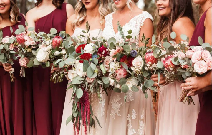 pink and red wedding dresses