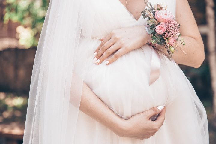 Gown for pregnant clearance bride