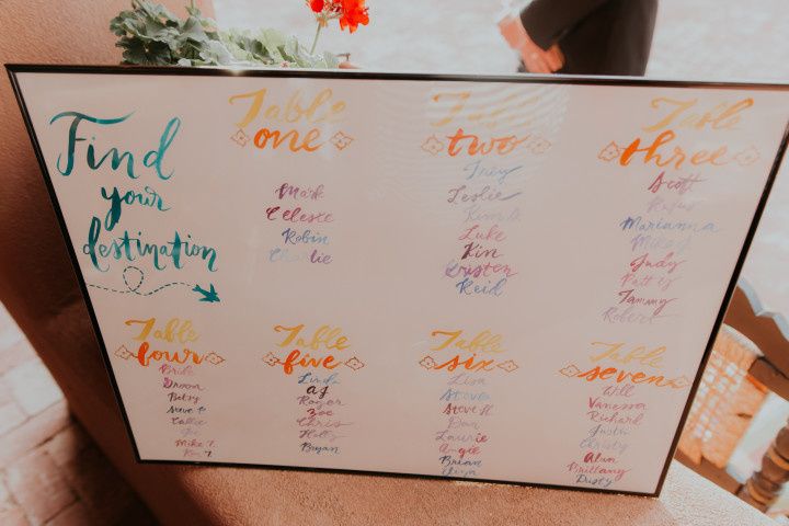 bright wedding seating chart