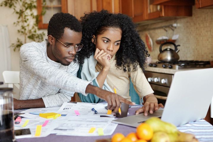 couple paying bills