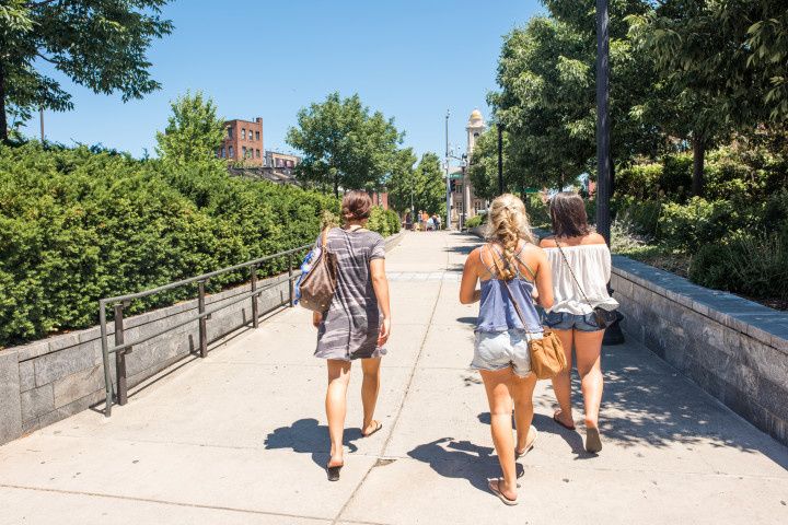 women walking in boston