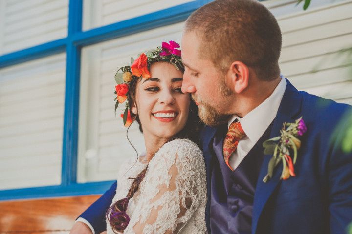 boho wedding couple