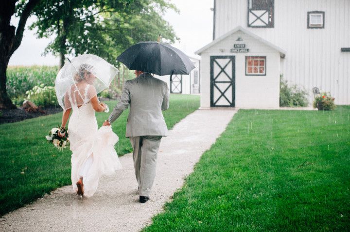 couple walking in rain