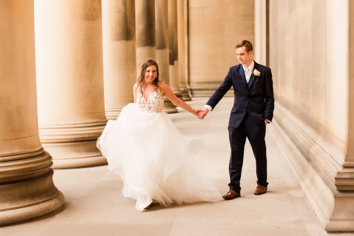 wedding couple holding hands