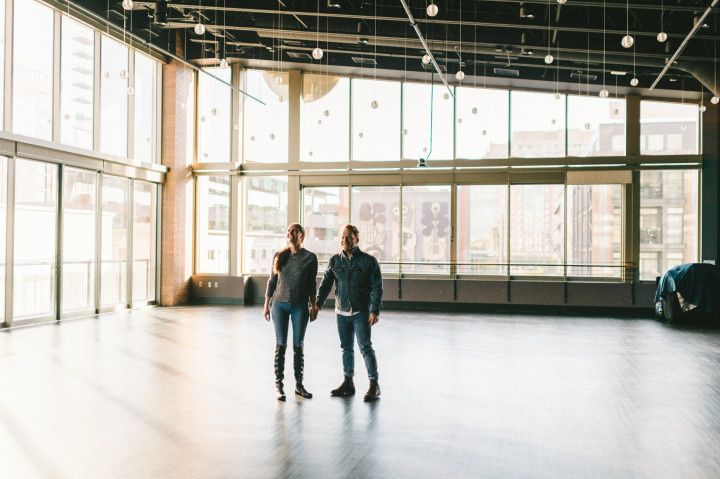 couple touring wedding venue