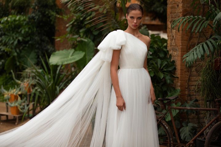 Elegant A-Line One Shoulder Wedding Dress – TD Mercado