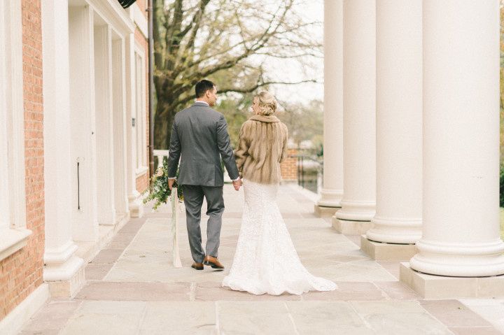 wedding couple walking