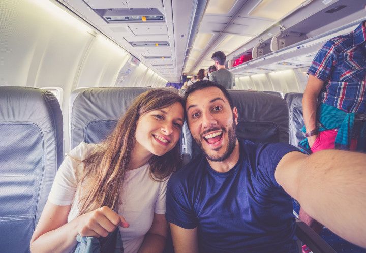 couple on plane