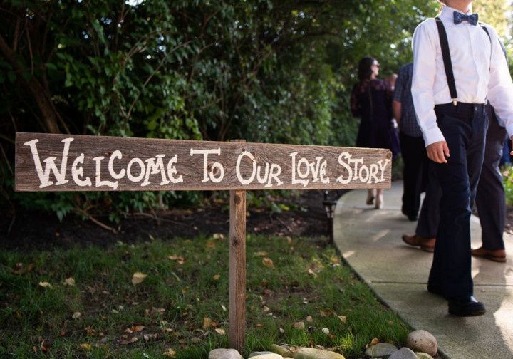 wedding love story wooden sign