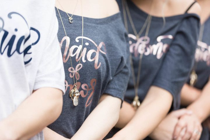 bridesmaids wearing necklaces