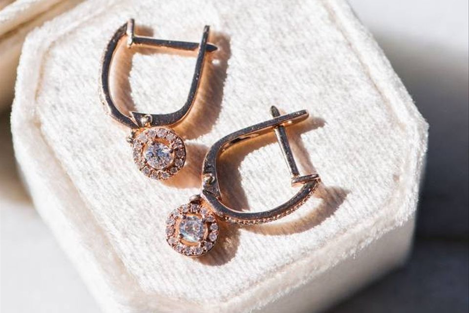 Rose Gold Floral Statement Earrings | Wedding Jewelry for Bride Rose Gold Earrings Only