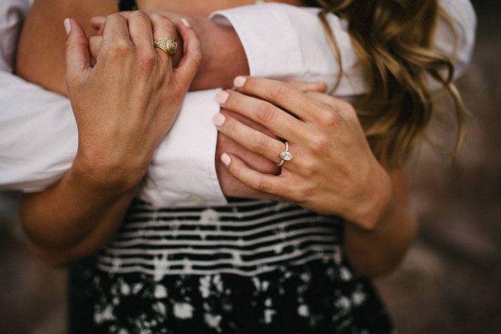 Photo of A unique engagement ring photo idea for couples