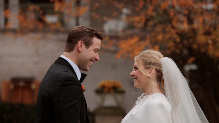 bride and groom first look