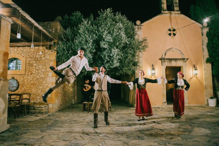 greek dancers at wedding