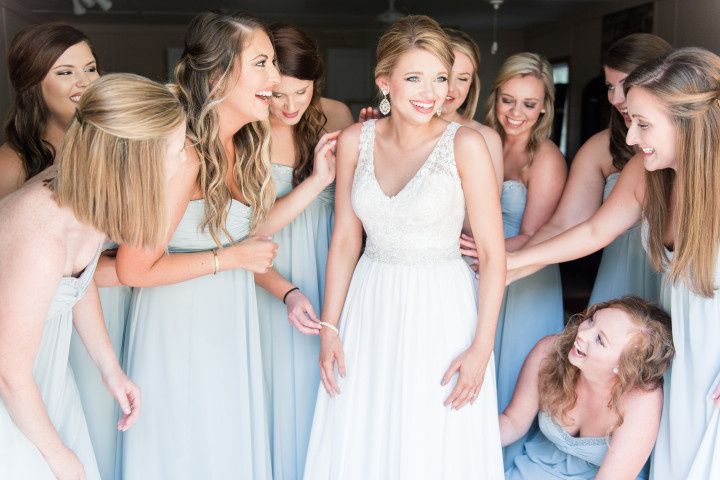 bride getting dressed