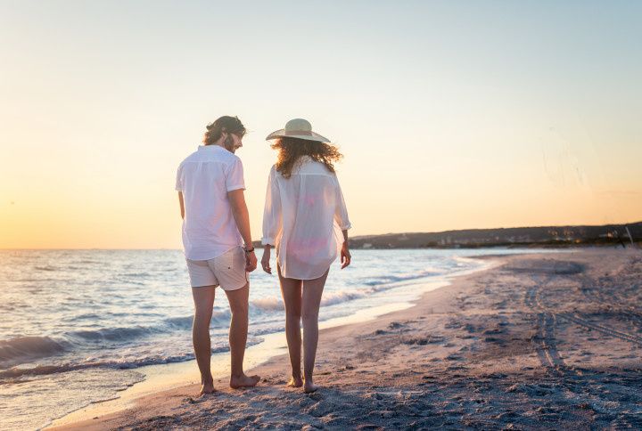 couple walking on beach