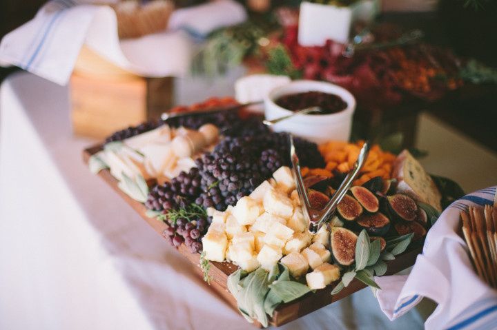 fruit and cheese platter at wedding