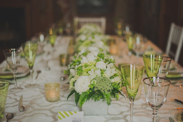 Green tablescape with greenery