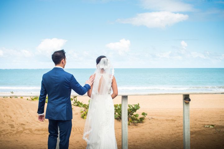 couple on beach wedding