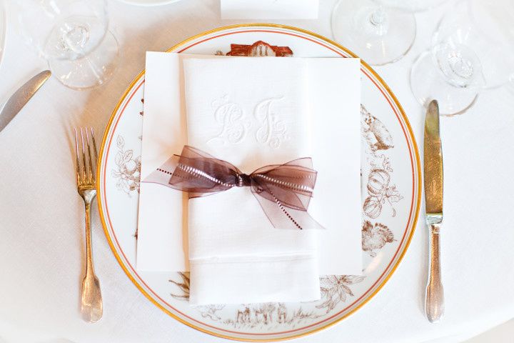 ivory and gold formal place setting