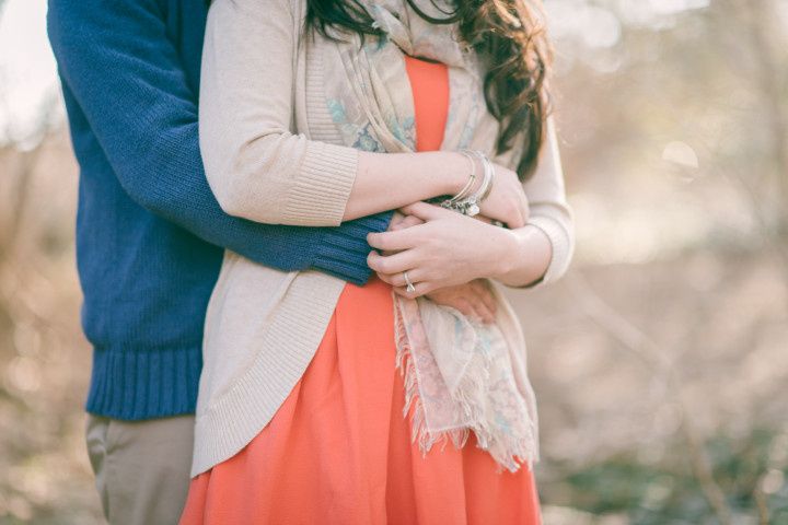 engagement photo couple holding hands 