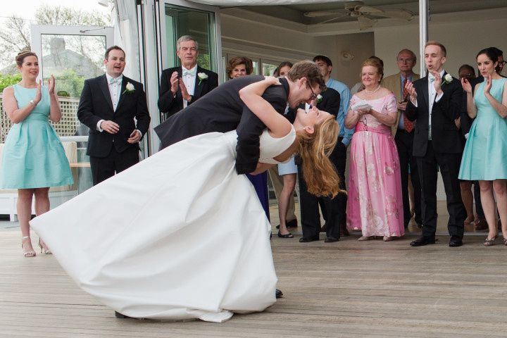 couple doing a dip during first dance