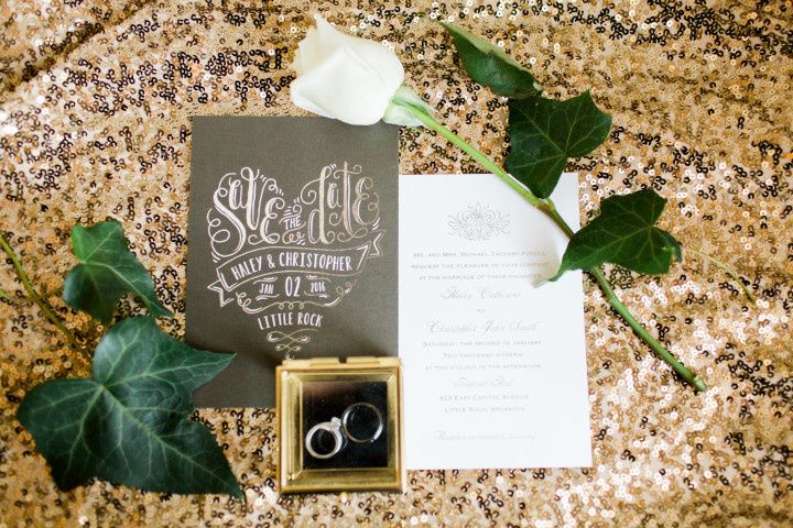 Gold and white invitation suite 