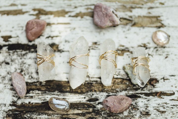 handmade crystal quartz wedding boutonnieres for groom and groomsmen