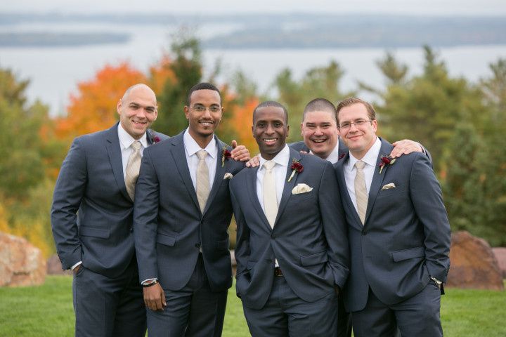 groomsmen in gray suits 