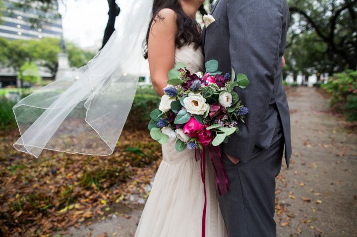 couple with bouquet 