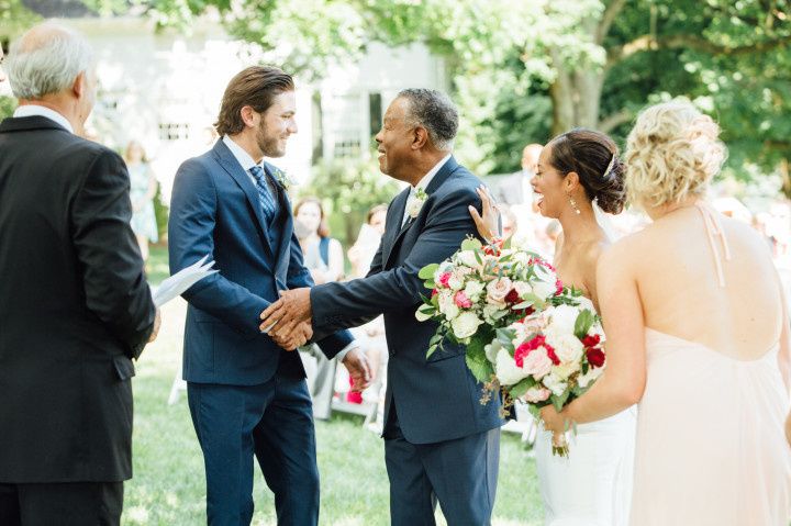 Father of the Bride Altar Groom Bride Outdoor Hand Shake