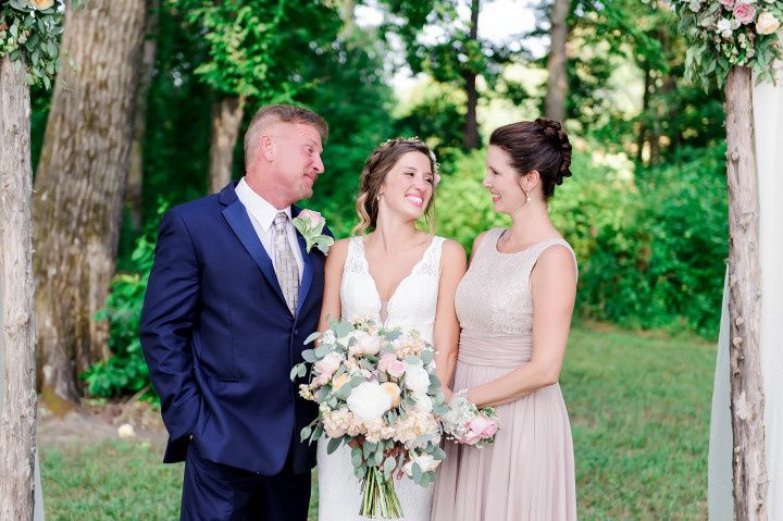 bride with parents