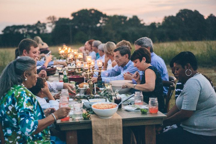 Outdoor wedding rehearsal dinner