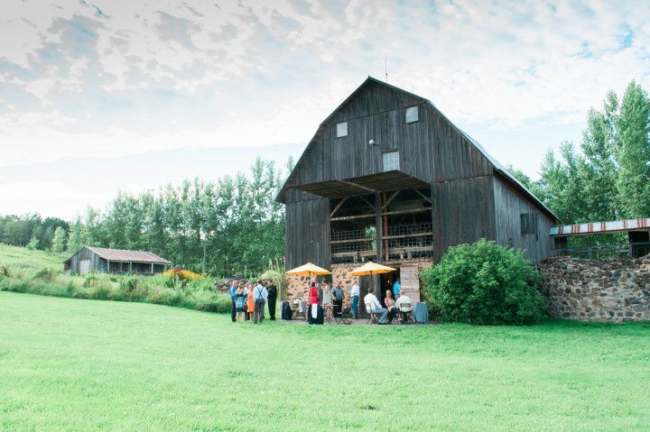 guests outside barn georgia rustic reception 