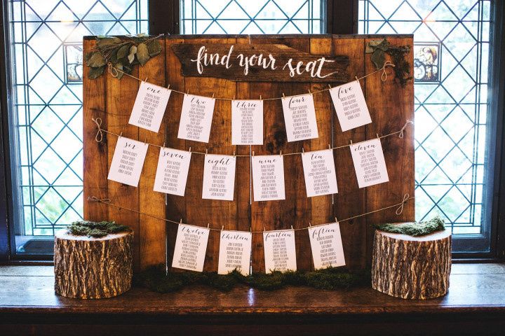 wooden wedding seating chart 
