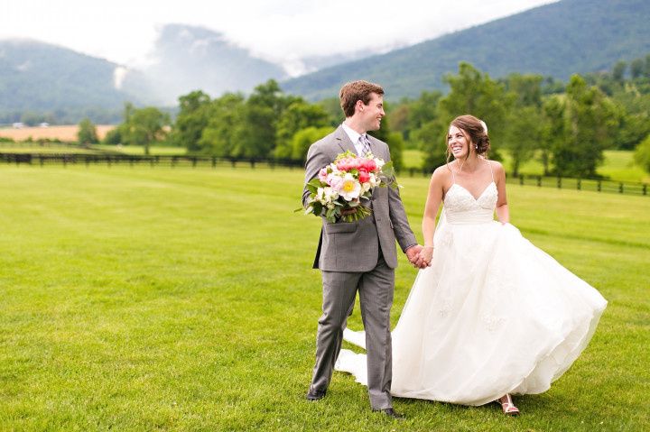 happy couple walking hand in hand