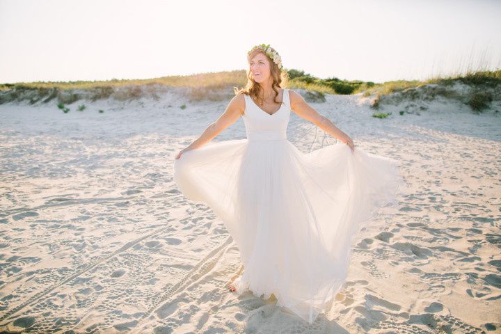 bride twirling in wedding dress 