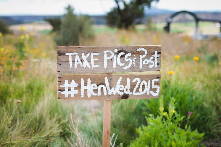 wooden rustic wedding hashtag sign 