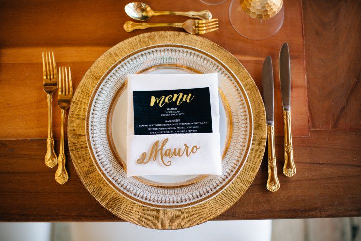 black and gold place setting 