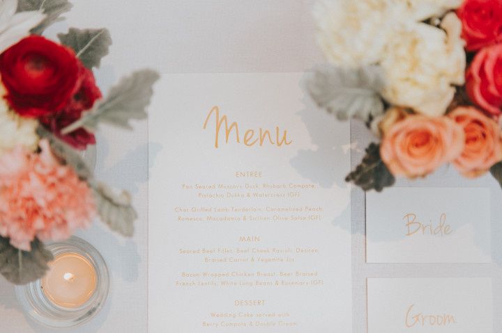 wedding menu place setting 