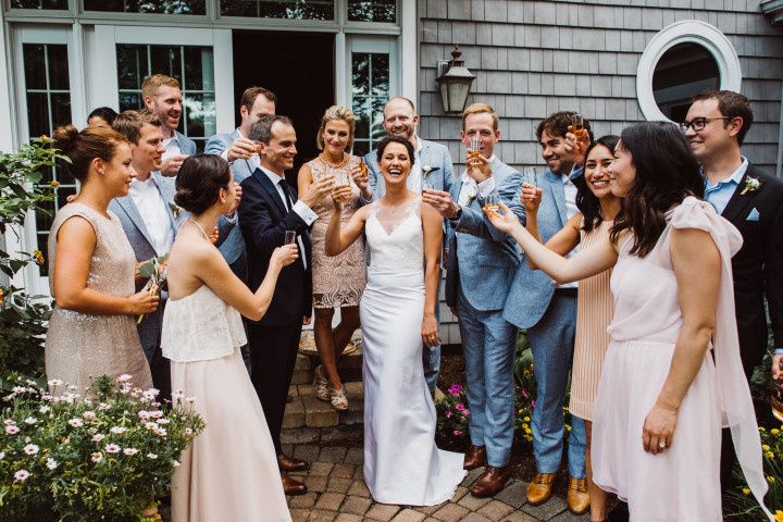 wedding party toasting 