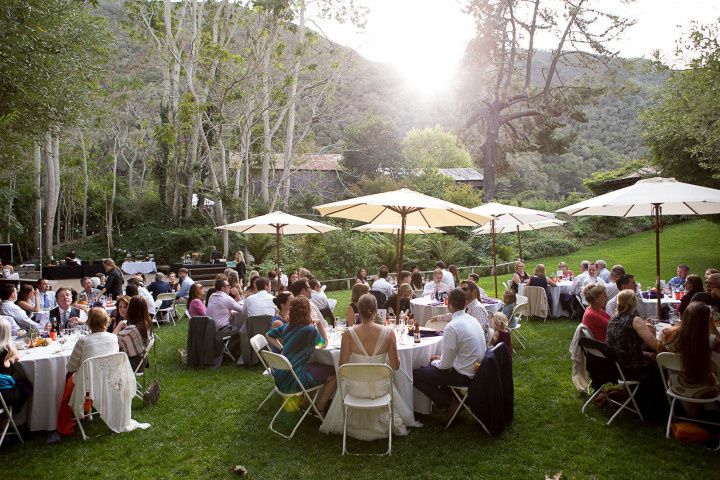 outdoor reception guests at tables