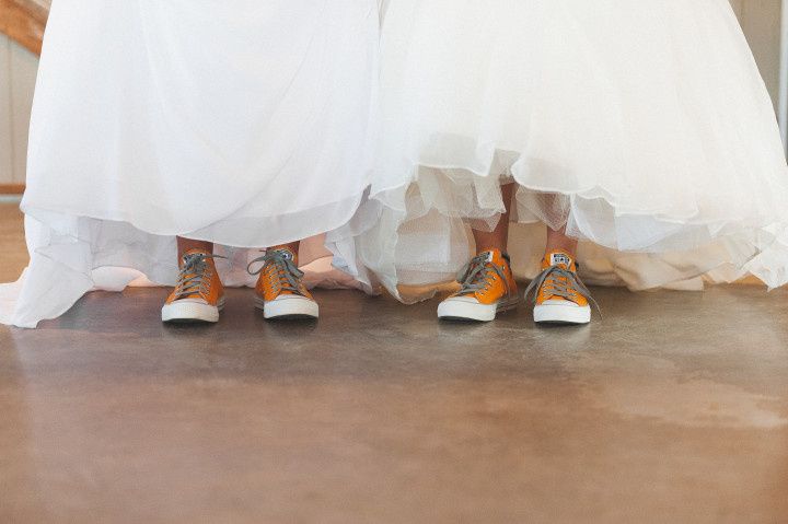 brides wearing sneakers