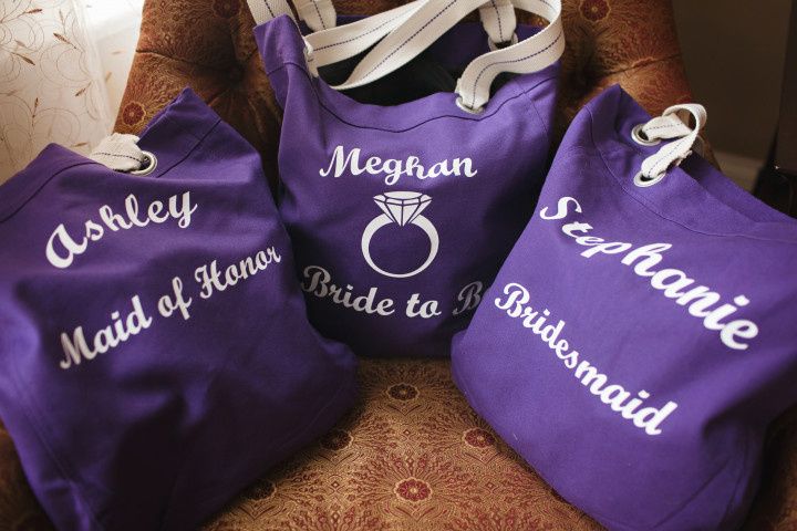 purple bridesmaid totes 