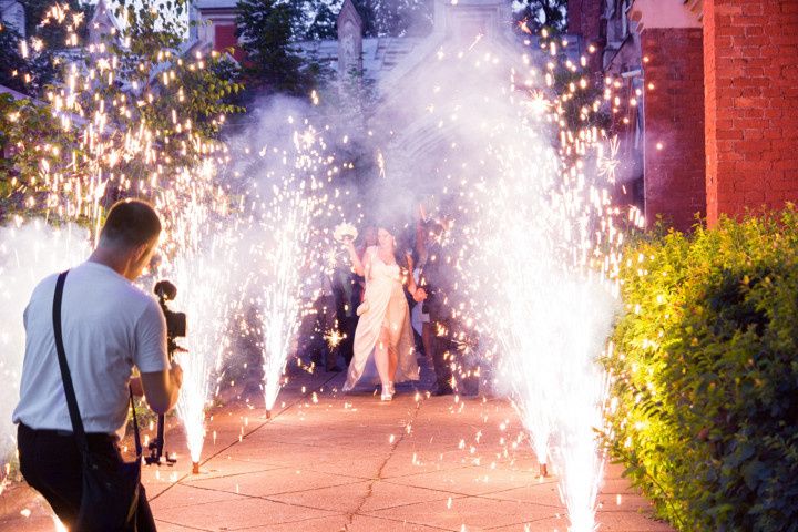 fireworks with wedding videographer