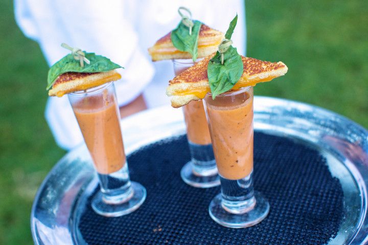 grilled cheese appetizer with tomato soup