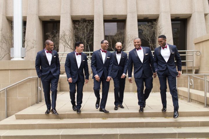 groomsmen walking in a line