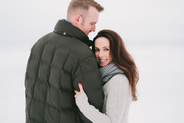 winter engagement photo