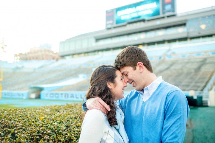 sunset engagement shoot at UNC Chapel Hill